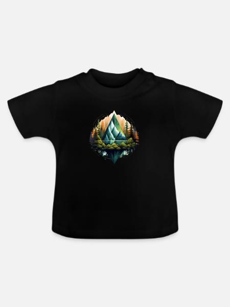 Alpengebirge im Prisma - Baby Bio-T-Shirt mit Rundhals - Schwarz