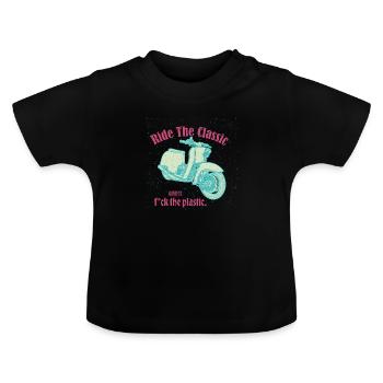 Schwalbe (Ride The Classic) // Illustration - Baby Organic T-Shirt with Round Neck - black - Front