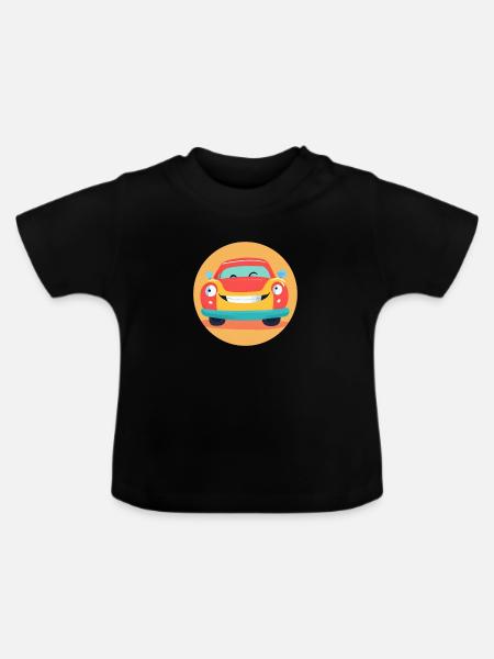 Sonnenstrahl-Auto - Baby Bio-T-Shirt mit Rundhals - Schwarz