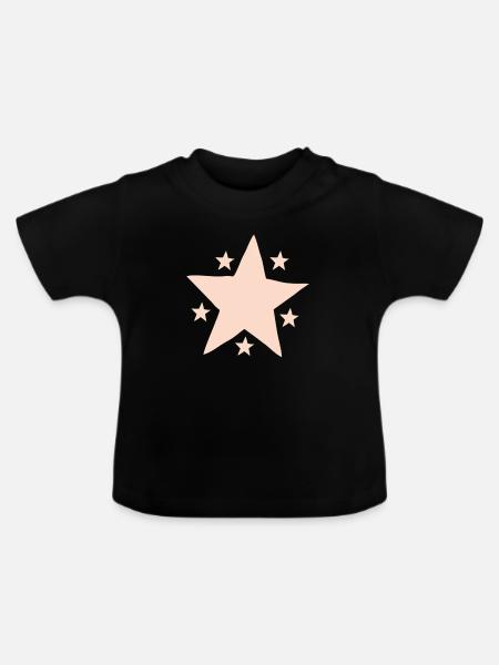 stern rosa - Baby Bio-T-Shirt mit Rundhals - Schwarz