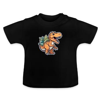 dinosaure dessin animé - T-shirt bio col rond Bébé - noir - Devant