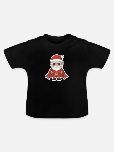 Weihnachtsmann Superheld - Baby Bio-T-Shirt mit Rundhals - Schwarz