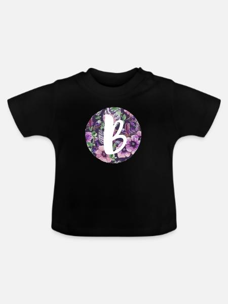 Buchstabe B - Baby Bio-T-Shirt mit Rundhals - Schwarz