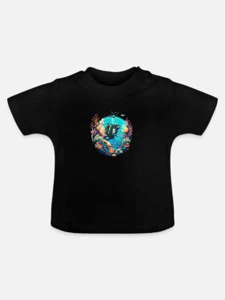 Der Unterwasser-Entdecker - Baby Bio-T-Shirt mit Rundhals - Schwarz