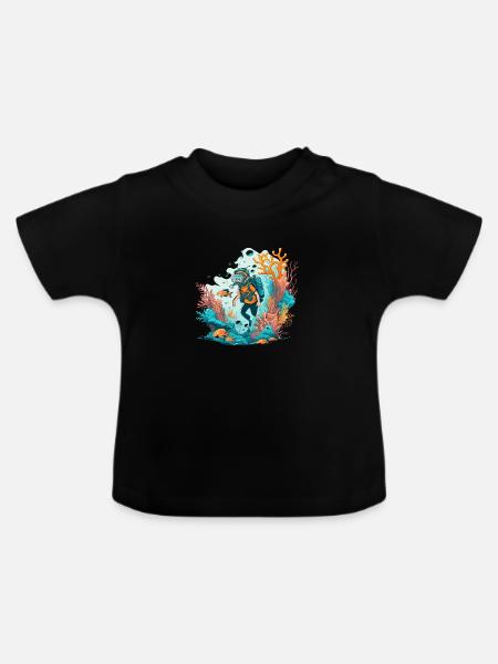 Der Ozean-Abenteurer - Baby Bio-T-Shirt mit Rundhals - Schwarz