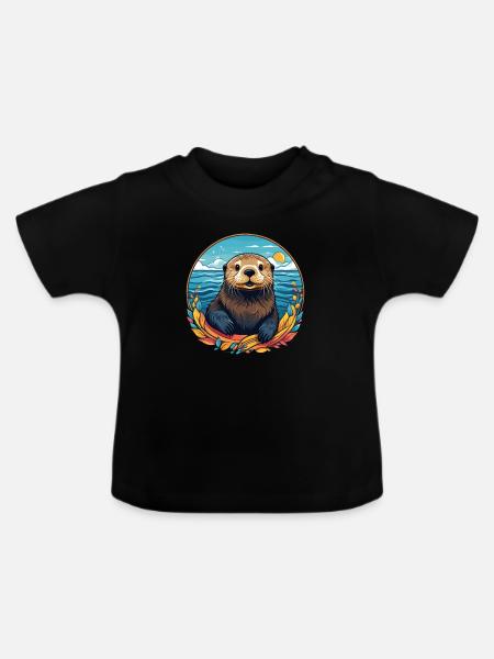 Seeotter - Baby Bio-T-Shirt mit Rundhals - Schwarz