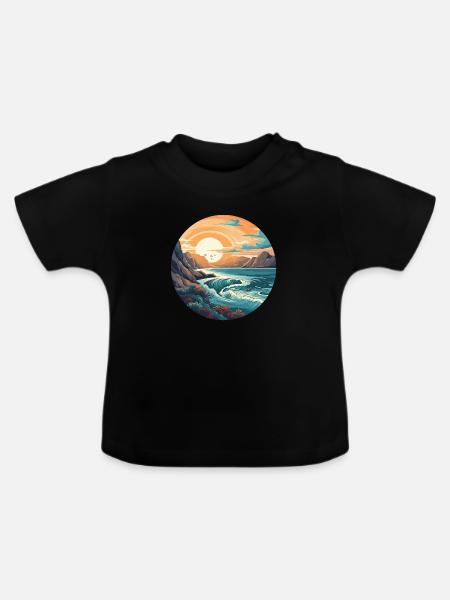 Felsstrand - Baby Bio-T-Shirt mit Rundhals - Schwarz