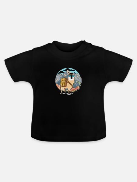 Das abenteuerlustige Lama - Baby Bio-T-Shirt mit Rundhals - Schwarz