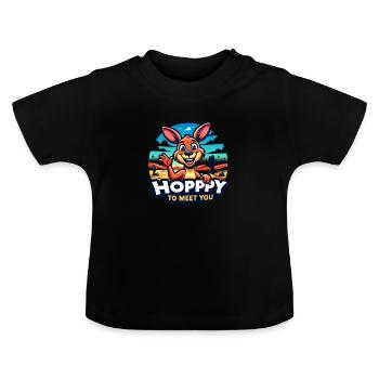 Hopppy to meet you - Baby Organic T-Shirt with Round Neck - black - Front