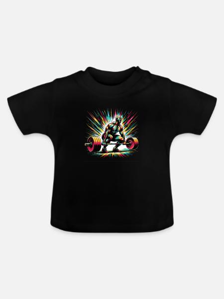 Powerlifting Energie: Kunst-Explosion - Baby Bio-T-Shirt mit Rundhals - Schwarz