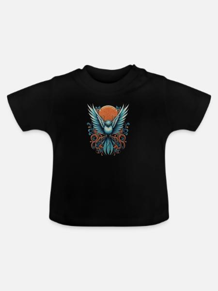 Blauer Vogel - Baby Bio-T-Shirt mit Rundhals - Schwarz