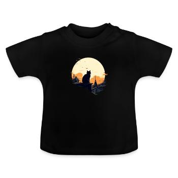 Lonely cat - Baby Organic T-Shirt with Round Neck - black - Front