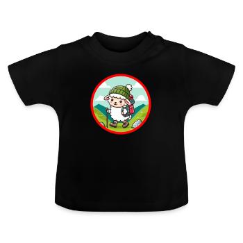Colline de marche Moutons - T-shirt bio col rond Bébé - noir - Devant