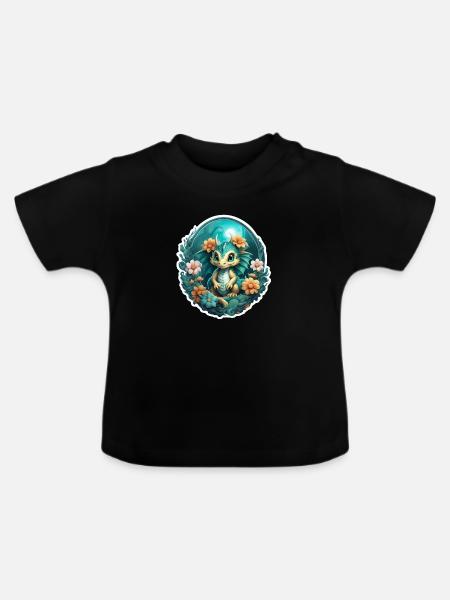Drache - Baby Bio-T-Shirt mit Rundhals - Schwarz