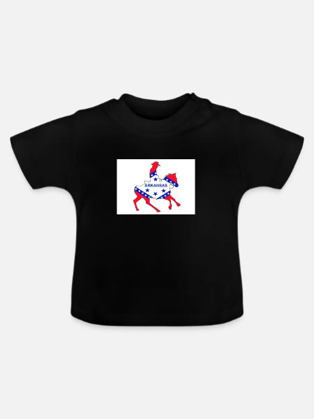 Arkansas Staatsflagge Cowboy - Baby Bio-T-Shirt mit Rundhals - Schwarz