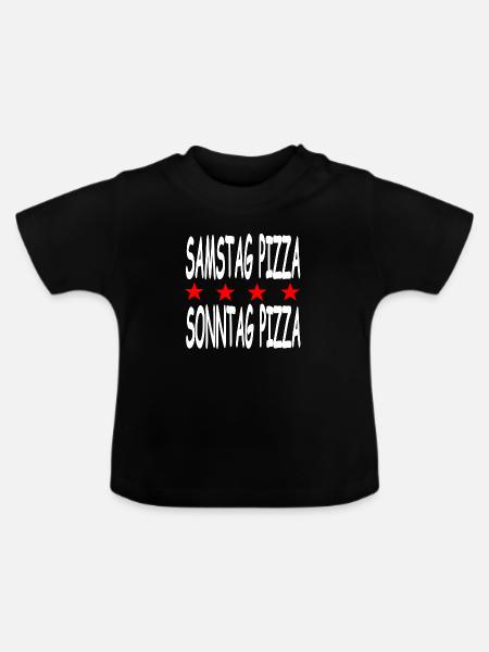 Pizza - Baby Bio-T-Shirt mit Rundhals - Schwarz