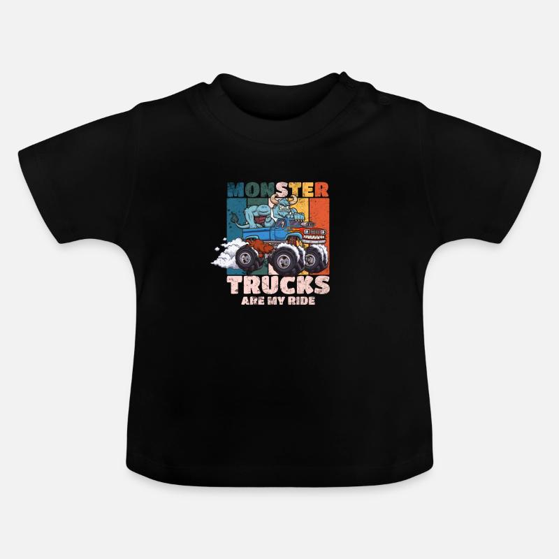 Les monster trucks, c’est ma balade - T-shirt bio col rond Bébé - noir