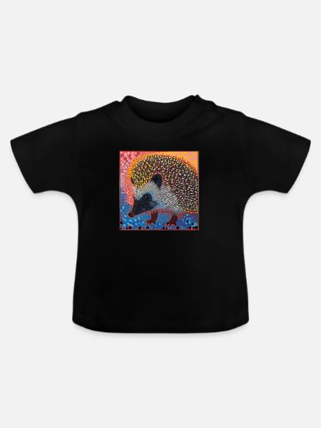 igel, bunt, tier, geschenk, geschenkidee - Baby Bio-T-Shirt mit Rundhals - Schwarz