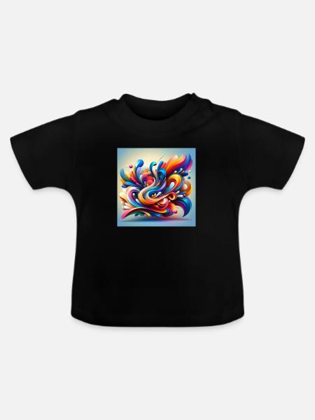 Farbenfluss der Abstraktion - Baby Bio-T-Shirt mit Rundhals - Schwarz