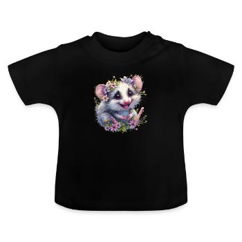 Opossum - Baby Bio-T-Shirt mit Rundhals - Schwarz - Vorne
