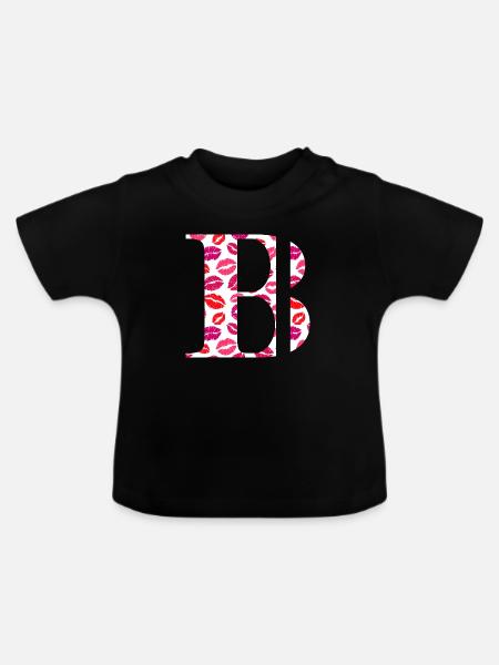 Buchstabe b Küsse - Baby Bio-T-Shirt mit Rundhals - Schwarz