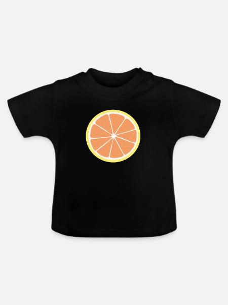 Grapefruit-Scheibe - Baby Bio-T-Shirt mit Rundhals - Schwarz