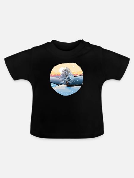 Winterzauber: Schneezauberbaum - Baby Bio-T-Shirt mit Rundhals - Schwarz
