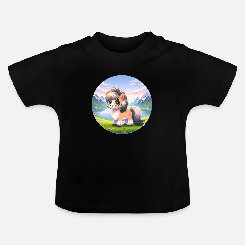 Fjordpferd - Baby Bio-T-Shirt mit Rundhals - Schwarz