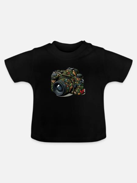 Naturdesign Kamera - Baby Bio-T-Shirt mit Rundhals - Schwarz