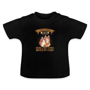 Courses de chevaux pur-sang Équitation Chevaux équestres - T-shirt bio col rond Bébé - noir - Devant