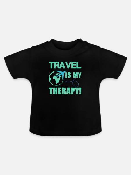 travel therapy 1 - Baby Bio-T-Shirt mit Rundhals - Schwarz