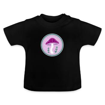 Mystic mushroom - Baby Organic T-Shirt with Round Neck - black - Front