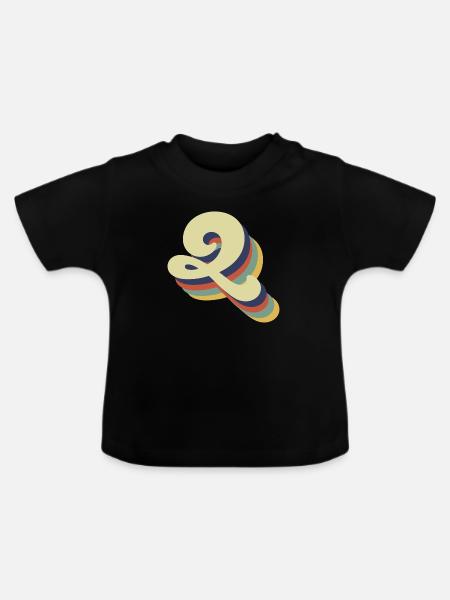 Retro Q Buchstabe - Baby Bio-T-Shirt mit Rundhals - Schwarz