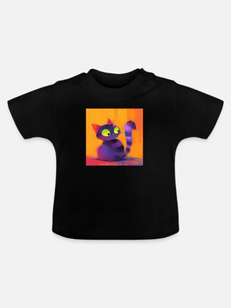 Katze, katzenmotiv - Baby Bio-T-Shirt mit Rundhals - Schwarz