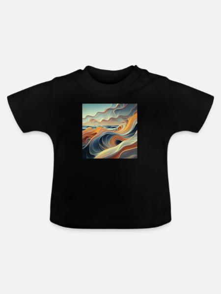 Futuristisches Meer - Baby Bio-T-Shirt mit Rundhals - Schwarz