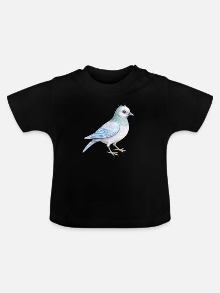 bird hand drawn - Baby Bio-T-Shirt mit Rundhals - Schwarz