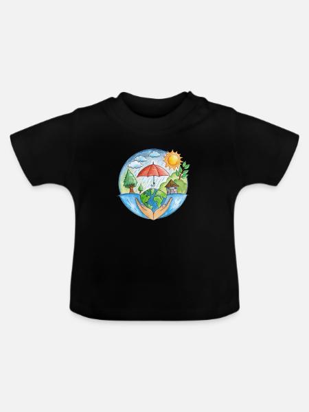 Klimaschutz - Baby Bio-T-Shirt mit Rundhals - Schwarz