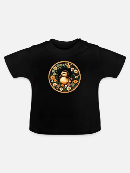 Entchen - Baby Bio-T-Shirt mit Rundhals - Schwarz