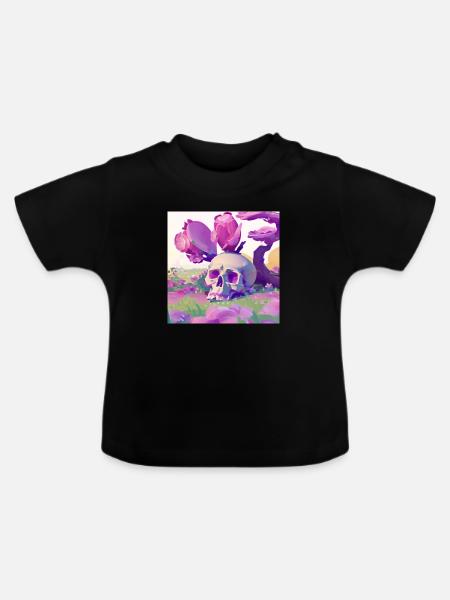 Skull in Paradise - Baby Bio-T-Shirt mit Rundhals - Schwarz