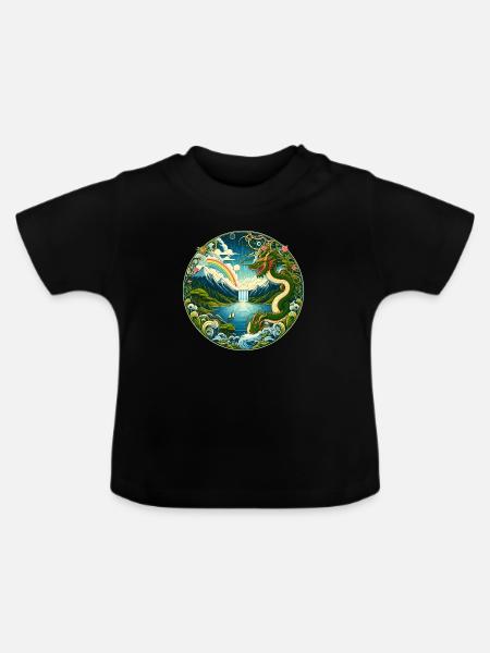 Chinesisches Märchen - Baby Bio-T-Shirt mit Rundhals - Schwarz