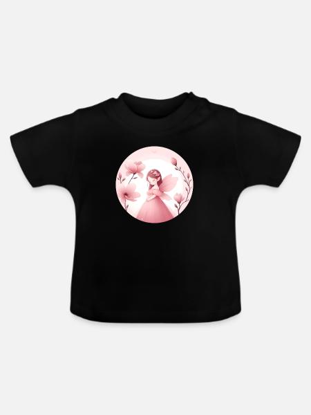 Die Unschuld der Magnolie - Baby Bio-T-Shirt mit Rundhals - Schwarz