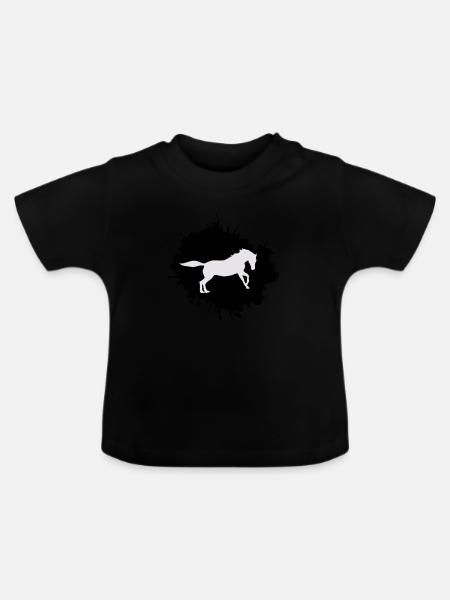pferd klecks - Baby Bio-T-Shirt mit Rundhals - Schwarz