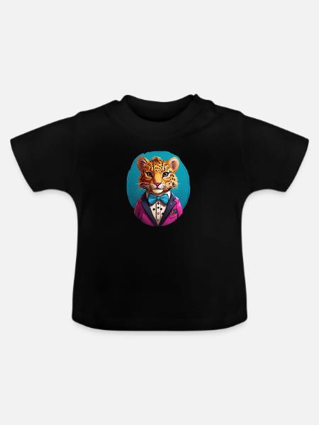 Lustiges Comic Tiger - Baby Bio-T-Shirt mit Rundhals - Schwarz