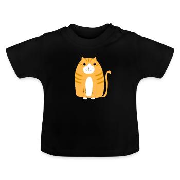 Ginger kitten - Baby Organic T-Shirt with Round Neck - black - Front