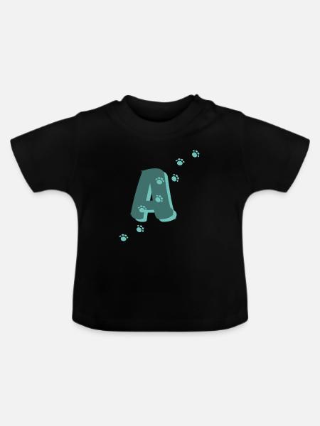 Pfoten Buchstabe A - Baby Bio-T-Shirt mit Rundhals - Schwarz