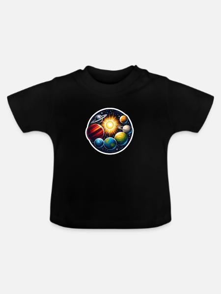 Sonnensystem - Baby Bio-T-Shirt mit Rundhals - Schwarz