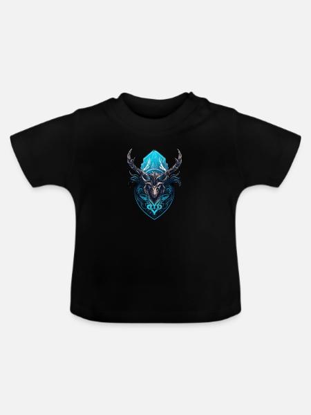 Frost Elch - Baby Bio-T-Shirt mit Rundhals - Schwarz