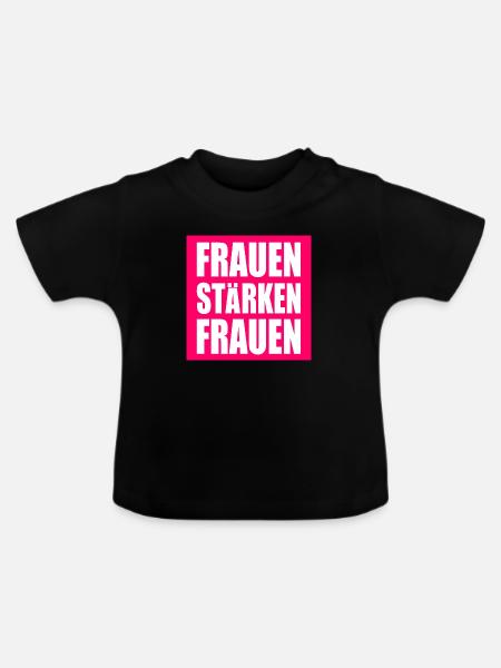 frauen stärken frauen - Baby Bio-T-Shirt mit Rundhals - Schwarz