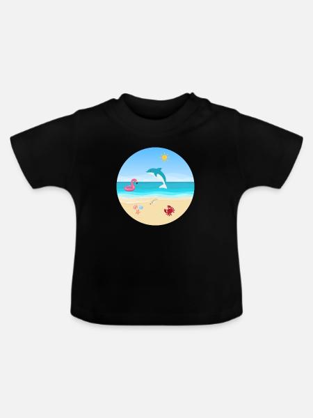 Strand Design - Baby Bio-T-Shirt mit Rundhals - Schwarz