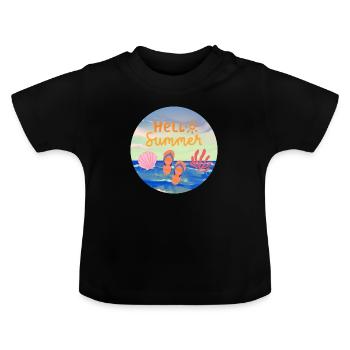 Bonjour l’été - T-shirt bio col rond Bébé - noir - Devant